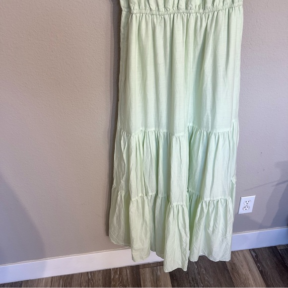 NWT Banana Republic organic cotton tencil tiered maxi dress size M Tall green - Picture 9 of 14